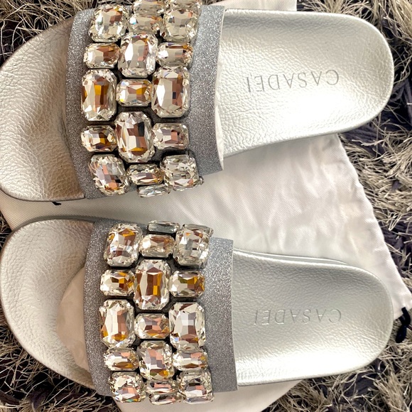 Casadei Crystal-Embellished Pool Slides Size 38IT or 8US - Picture 9 of 13